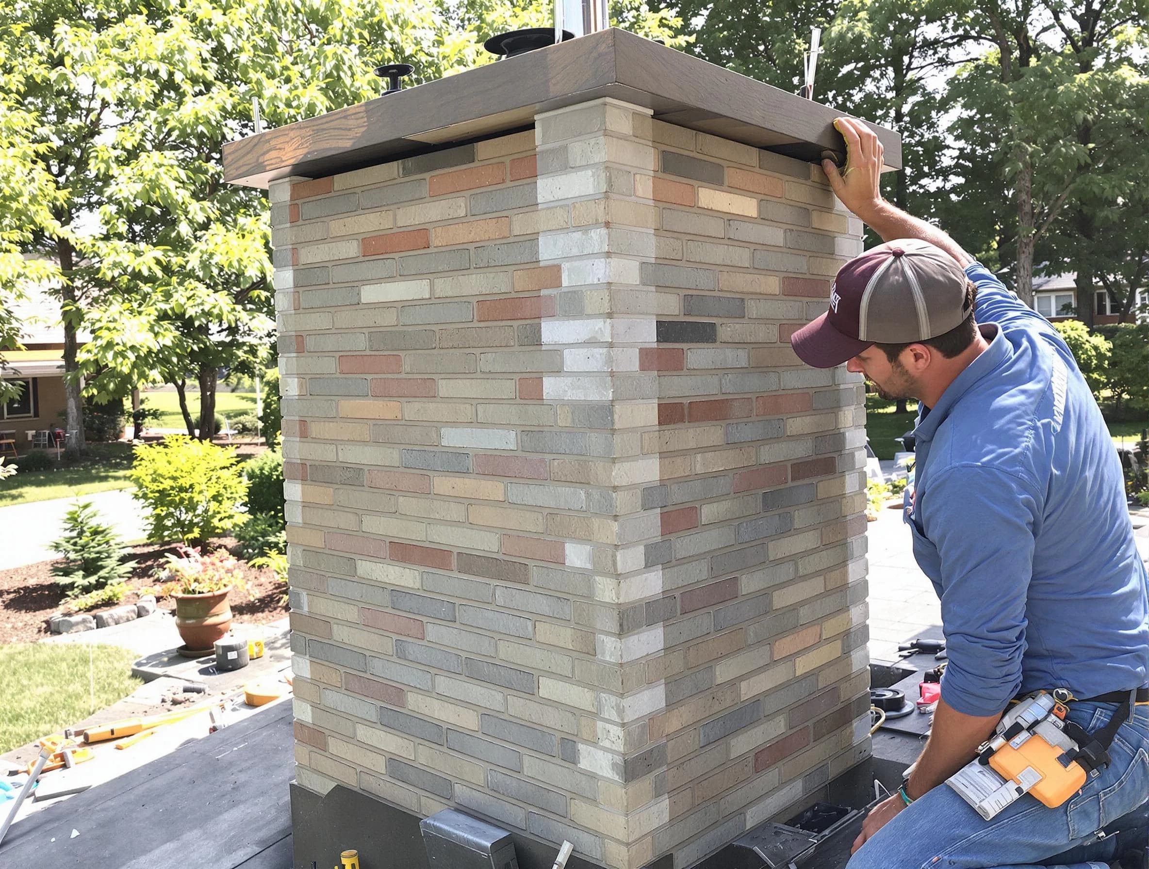 Manalapan Chimney Sweep completing a modern chimney remodel in Manalapan, NJ