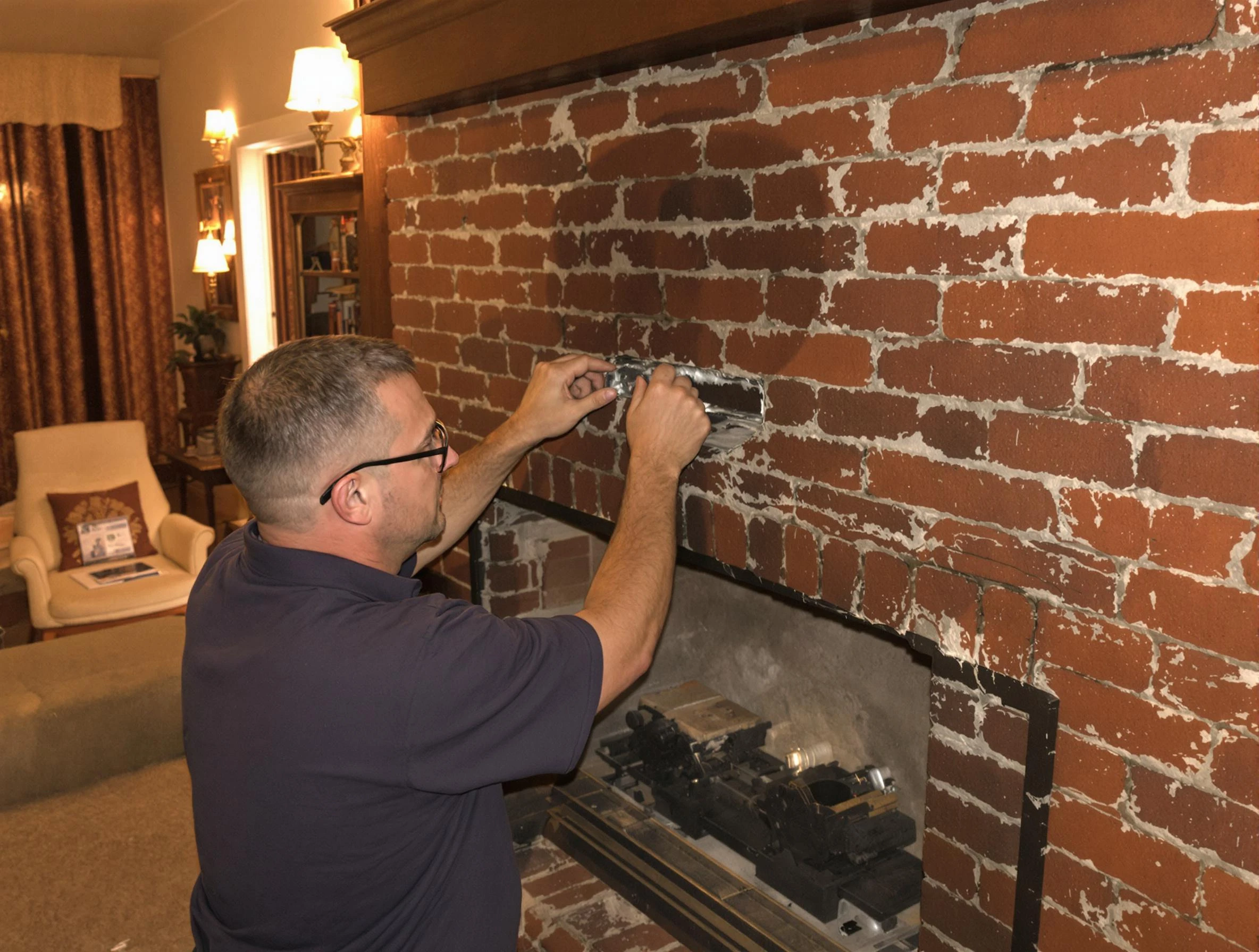 Manalapan Chimney Sweep expert fixing a fireplace in Manalapan, NJ
